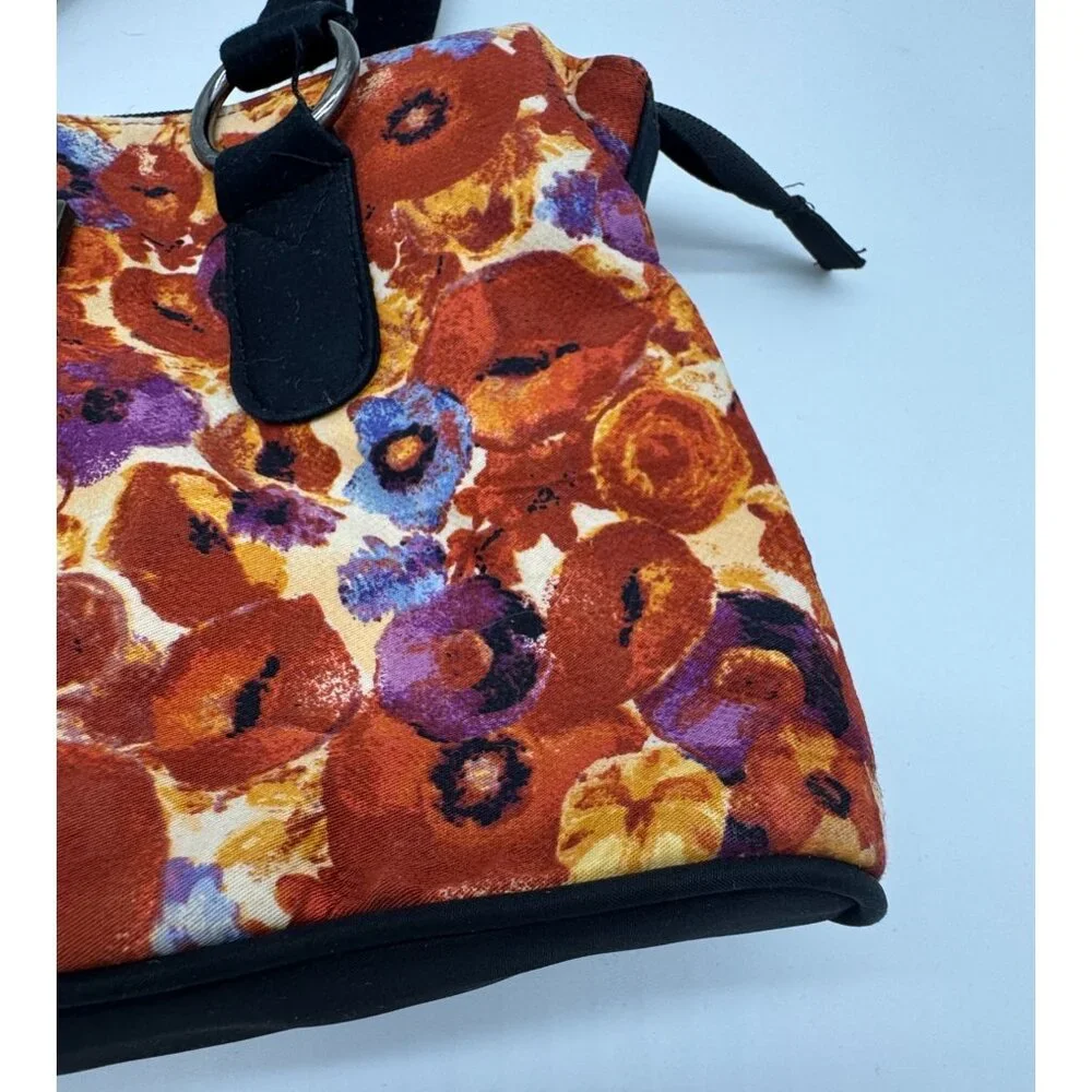 Donna Sharp Womens Shoulder Bag Red Floral Print Handbag Double Handles Travel
